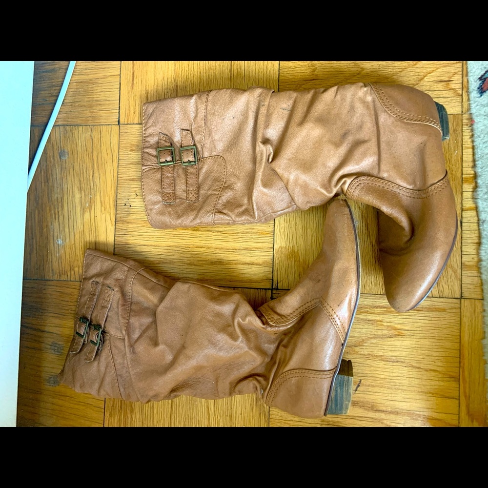 Slouchy Brown Leather Boots